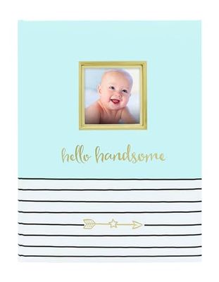 RIIMUHIR Pearhead Hello Handsome Livre de souvenirs pour bébé avec insert photo Bleu