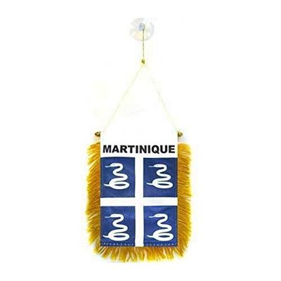 AZ FLAG - Fanion Martinique Pour Décoration Voiture Avec Ventouse et Franges Dorées - Mini Drapeau Martiniquais - France - 13x10 cm