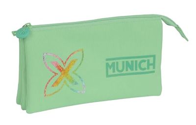 Safta MUNICH PISTACHO - Trousse triple, trousse pour enfant, idéale pour les enfants d'âge scolaire, confortable et polyvalente, qualité et résistance, 22 x 3 x 12 cm, couleur, Vert pistache,