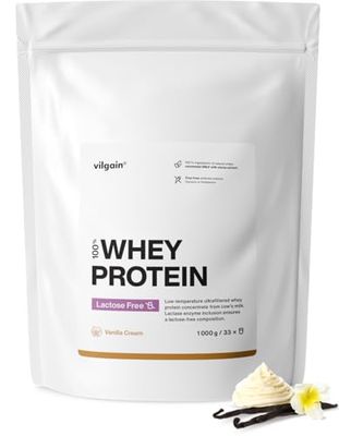 Vilgain Lactose Free Whey Protein - 1000 g - 75% Protein, Lactose Free, sweetened with stevia, Ultra-Filtered at Low temperatures (1000g, Vanilla)