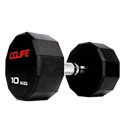 CCLIFE REDFORCE Set 1/2 PZ Manubri pesi 10-30KG dodecagonali gommati