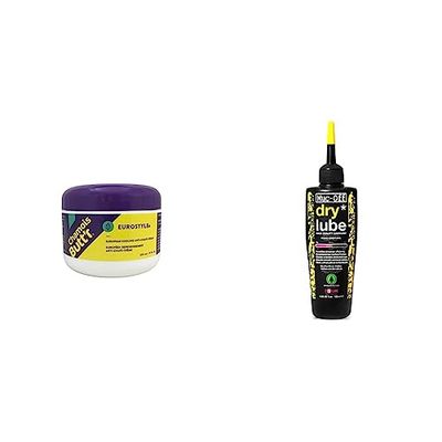 Paceline Chamois BUTT'R EUROSTYLE : 8OZ JAR & Muc-Off Dry Lube 120ml Chain Oil (Packaging May Vary)
