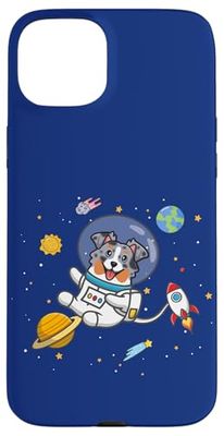 Funny Kawaii Kids Space Blue Merle Australian Shepherd Lover Custodia per iPhone 15 Plus