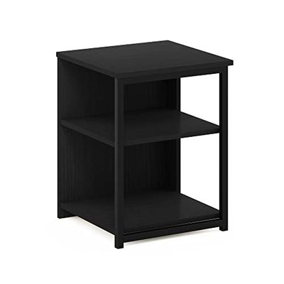 Furinno Einde, bijzettafel, nachtkastje, ontworpen hout, Americano/zwart, 38,6 (B) x 51,1 (H) x 39,9 (D) cm