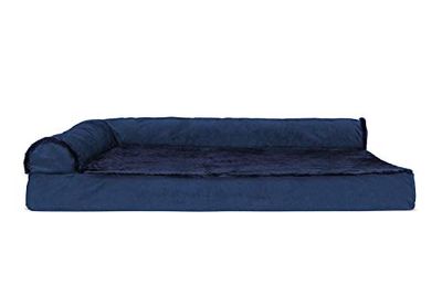 FurHaven Foam Dog Bed Plush & Velvet Letto per Cani in Schiuma Gel rinfrescante, Poliestere, Zaffiro Profondo, 40.0"L x 32.0" W x 8.0" TH