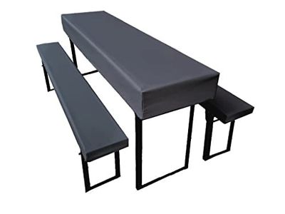 Lemos Home Lot de 3 Coussins pour Tente à bière Comprenant 1 Nappe et 2 Housses de Banc - Taille et Couleurs au Choix (110 x 60 cm, Anthracite)
