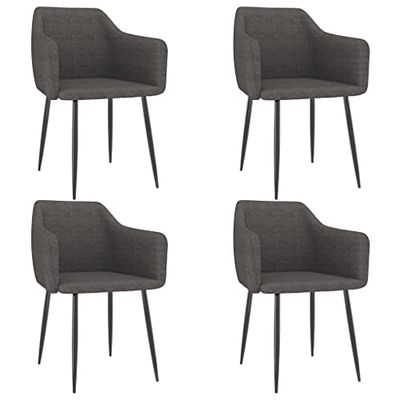 vidaXL 4X Chaises de Salle à Manger Chaises à Dîner Chaises de Repas Fauteuils de Cuisine Sièges de Cuisine Intérieur Maison Gris Foncé Tissu