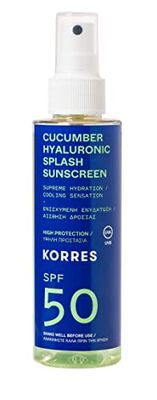 Korres CUCUCUMBER HYALURONIC SPLASH 2-fas-solskyddsspray för ansikte och kropp SPF50, 1-pack (1 x 150 ml)