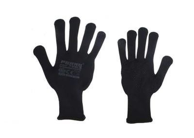 DRW Guantes de jardineria y Bricolaje Negros 12 Juegos Talla L