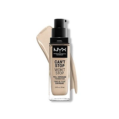 NYX PROFESSIONAL MAKEUP, Can't Stop Won't Stop Full Coverage Foundation, Långvarig, Vattenfast, Vegansk formula, Matt Finish, nyans: Fair