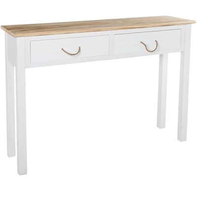 MESA DE ENTRADA C/2 CAJONES MADERA BLANCA_110X30X81CM, DM+PAULOWNIA