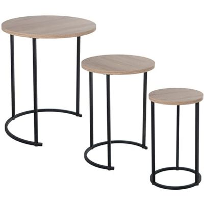 Alexandra House Living Set van 3 tafels, bruin, zwart, hout