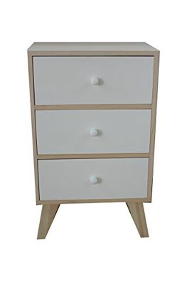 King Collection C1708003 Meuble 3 Tiroirs en Bois de Paulownia avec Pieds en KD, 40 X 25 X 66, 5H