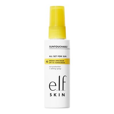 e.l.f. SKIN All Set For Sun SPF 30, spray fissante con SPF 30 per make-up a lunga tenuta, formula leggerissima che non unge, prodotto vegano e non testato sugli animali