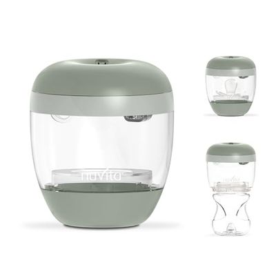 Nuvita 1556 | MellyPlus bärbar UV-sterilisator för babyflaskor, napp och bröstvårtskydd, | dödar 99% av bakterierna | BPA-fri | Salvia-grön