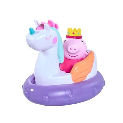 Toomies Peppa Pig Princess Peppa - Flotador de baño Peppa Water Squirter y Flotador de Unicornio con Melena de Rueda de Agua, Juguetes con Licencia Oficial de Peppa Pig, Juguetes de baño para bebés