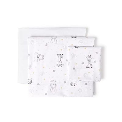 Interbaby Koala Parure de lit 3 pièces pour lit bébé 100% Coton Blanc/Bleu