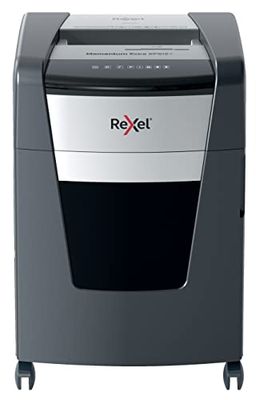 Rexel XP512+ Micro Cut Paper Shredder, Shreds 12 Sheets At Once, P5 Security Level, Jam-Free Technology, Office Use, 45 Litre Pull-Out Bin, Black, Momentum Extra Range, 2021512MEU