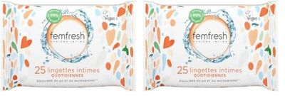 Femfresh - Lingettes Intimes Quotidiennes, Aloe Vera & Calendula - 25 Lingettes (Lot de 2)