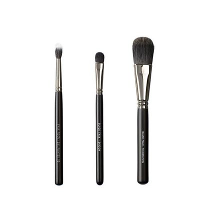 VEGAN LOVE, Set di tre pennelli da trucco, setole sintetiche, colore: Nero, BKFT47