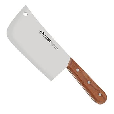 ARCOS Atlantico Kökskötyxa i smitt rostfritt stål 180mm och trähandtag. Professionell köttyxa för att skära och filea köttstycken. Färg Brun