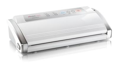 Magic Vac, Dinamika, Machine Sous Vide Alimentaire Multifonction Professionnelle, pour Sachets Sous Vide, Contenants et Marinades, avec Kit Sous Vide Alimentaire, Brevetée, Argent Blanc