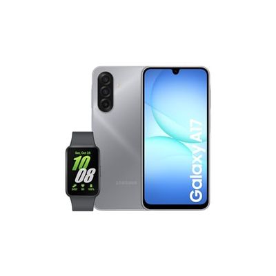 Samsung Galaxy A17 4G + Fit3 Black, AI Smartphone, Slim 7.5mm Frame, Large Screen, 50MP Camera, 128GB Storage, 4GB Memory, 5000 mAh Battery, Grey, 3 Year Extended Warranty (UK Version)