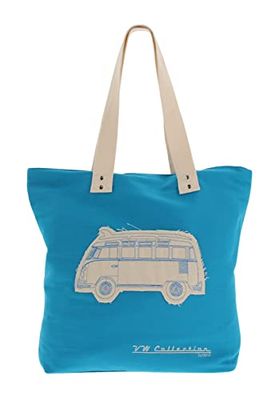 BRISA VW Collection Volkswagen T1 Bus Transporter Canvas Shopper Zak - Turquoise