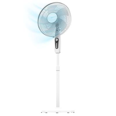 Cecotec Staande ventilator EnergySilence 515 MaxFlow Wit. 45W, Diameter 16", 5 Bladen, Timer 1u, 3 Snelheden, Automatische oscillatie, Hoogte Verstelbaar tot 135cm