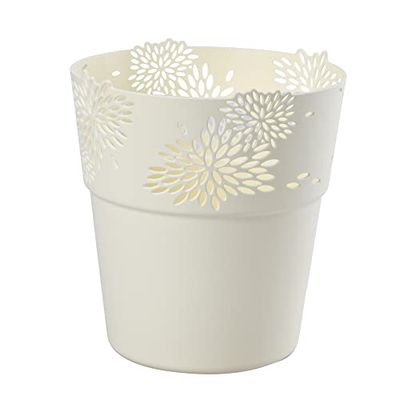 Verdenia Aster blomkruka lätt blomkruka blomkruka design dekorativ kruka för växter för inomhus av plast genombrutna mönster många färger många storlekar 14,5 cm 20533 grädde