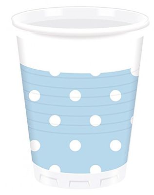 Procos 80713 - kubek Dots niebieski, 10 sztuk, pojemność 200 ml, jednorazowy kubek, naczynia na imprezę, urodziny dziecka