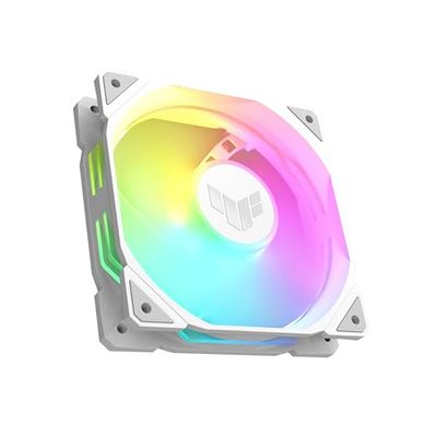 ASUS TUF Gaming TR120 ARGB Standard Blade White behuizingsventilator, single pack (120 mm PWM pc-ventilator, 2000 rpm, 3,3 mm H2O, 77,4 CFM luchtstroom, 16 afzonderlijk adresseerbare RGB-leds, wit)