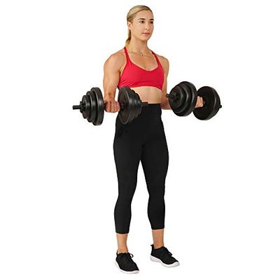 Sunny Health and Fitness Motion Vinyl 40 lbs Hantel set handvikter för styrketräning, viktminskning, träningsbänk, gymutrustning och hemträning, NO.087