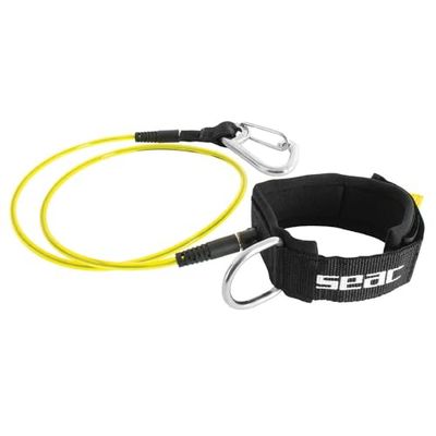 SEAC Lanyard câble de sécurité avec Mousqueton pour l’apnée Profonde Unisex-Adult, Noir, Standard