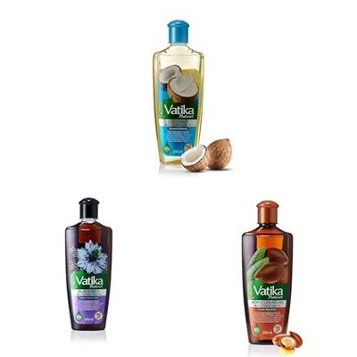 Vatika Naturals Coconut + Black Seed + Argan Enriched Hair Oil (200ml) - 100% Natural Oils Unique Formulation For thick, Voluminous Hair Provides Strengthen & Nourishment, Promotes Strong & Shiny Hair