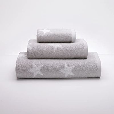 Sancarlos Set van 3 handdoeken Star grijs, 100% katoen, badhanddoek, wastafel en douche