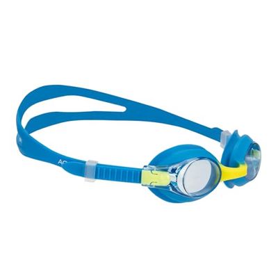 AQUASTIC Tunny Lunettes de natation pour enfant avec protection nasale, bleues, avec protection UV, technologie anti-buée, sangle réglable, matériaux TPE et PC durables, étanches, confort de plongée