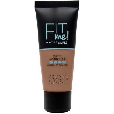 Maybelline Fit Me Foundation, Medium Coverage, Blendable With a Matte and Poreless Finish, For Normal to Oily Skin, Shade: 360 Mocha, 30ml