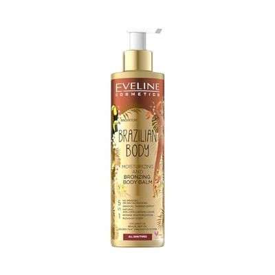 Eveline Cosmetics Brazilian Body 5-in-1 Moisturizing Bronzing Body Lotion - Brazilian Body, Crystal Liquid Emulsion with Coconut Oil & Cocoa Butter, 200ml