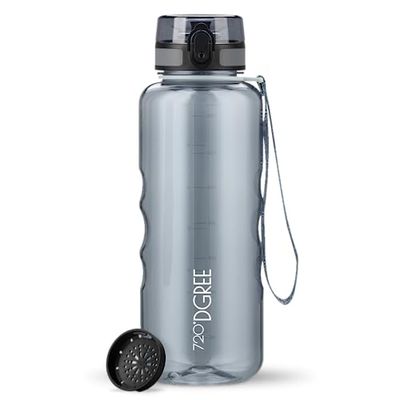 720°DGREE Water Bottle 1.5 Liter "uberBottle" +Fruit-Sieve, crystalClear - Waterfles BPA-Free, Lekvrij, Herbruikbaar - Grote XL Drinkfles Sportfles voor Gym, Fitness-Studio, Camping, Outdoor, Travel