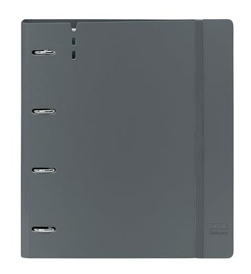 SAFTA - Classeur avec 4 anneaux de 35 mm, avec recharge, 100 feuilles A4, idéal pour les enfants de différents âges, confortable et polyvalent, qualité et résistance, 27 x 4 x 32 cm, gris foncé, gris