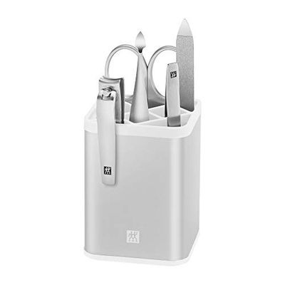 Zwilling Twinox Manikyr Station 5-Bit Set med Aluminium Fall, Vit/Silver, Vit/Silver