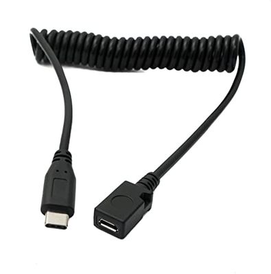 System-S Cavo USB 3.1 da 120 cm maschio a 2.0 mini B femmina, adattatore a spirale in nero
