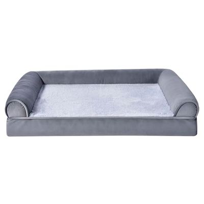 Amazon Basics Canapé en Mousse pour Chien Animal de Compagnie avec Housse Amovible, Gris, 76 x 51 x 16 cm (L x W x H)