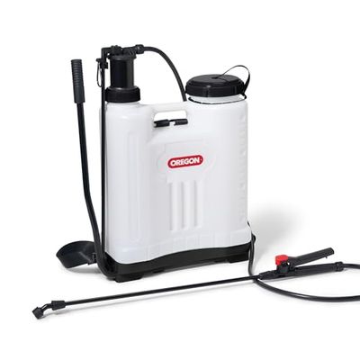 Oregon Pulverizador a Presión Tipo Mochila para Insecticidas y Herbicidas con Lanza y 4 Boquillas Ajustables, 16 litros, Accesorio de Jardinería para la Espalda en Formato Mochila