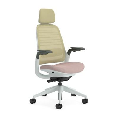 Steelcase Series 1, silla de oficina ergonómica con sujeción lumbar, brazos 4D y reposa cabeza regulables, respaldo de malla Lenteja