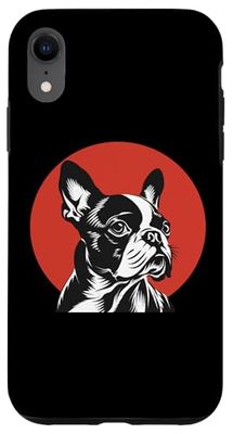 Cute Funny Retro Vintage Red Sun Logo Bostie Lover Custodia per iPhone XR