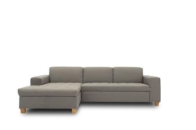 DOMO. collection Sofá esquinero Sugar con función de Dormir en Forma de L, sofá esquinero con Cama, 266 x 162 x 80 cm, Gris Claro