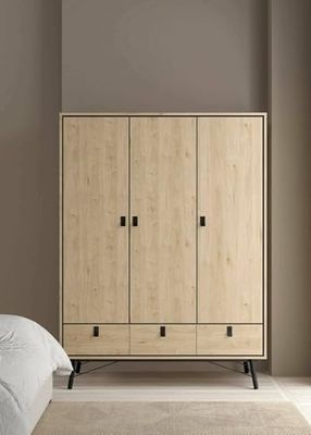 Dmora - Guardaroba 3 ante Claribe, Mobile camera da letto, Cabina armadio portabiti, Armadio appendiabiti, 150x60 h200 cm, Rovere