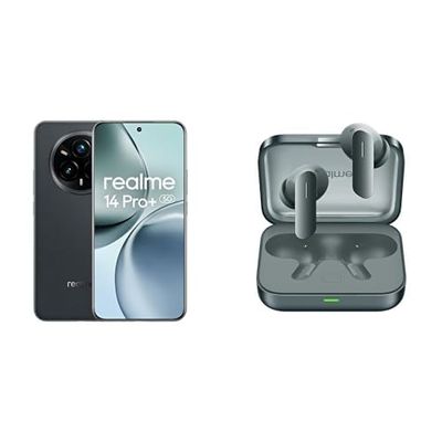 realme 14 Pro+ 5G 8+256GB,5260mAh Battery,IP69,Grey Amazon Version +Air 7 Green,No Adapter